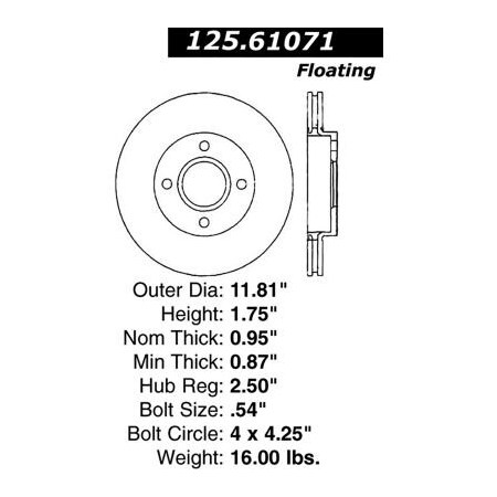 Centric Premium High Carbon Alloy Brake Rotor, Parts 125.61071